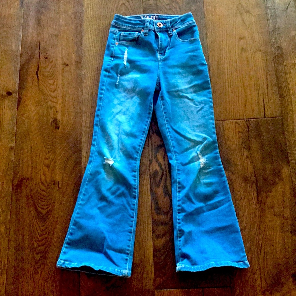 YMI girls, size 8 jean denim pants, flare